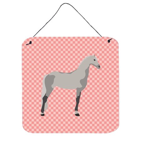 MICASA Orlov Trotter Horse Pink Check Wall or Door Hanging Prints6 x 6 in. MI225945
